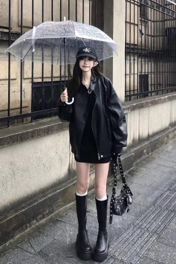 皮衣穿搭