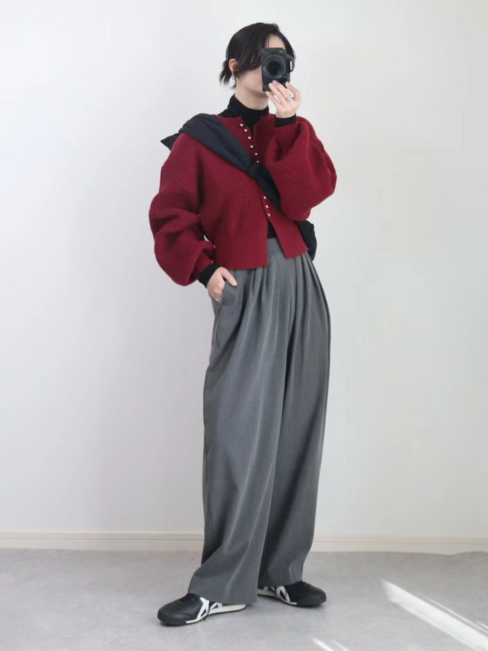 WEAR　紅色毛衣外套穿搭1