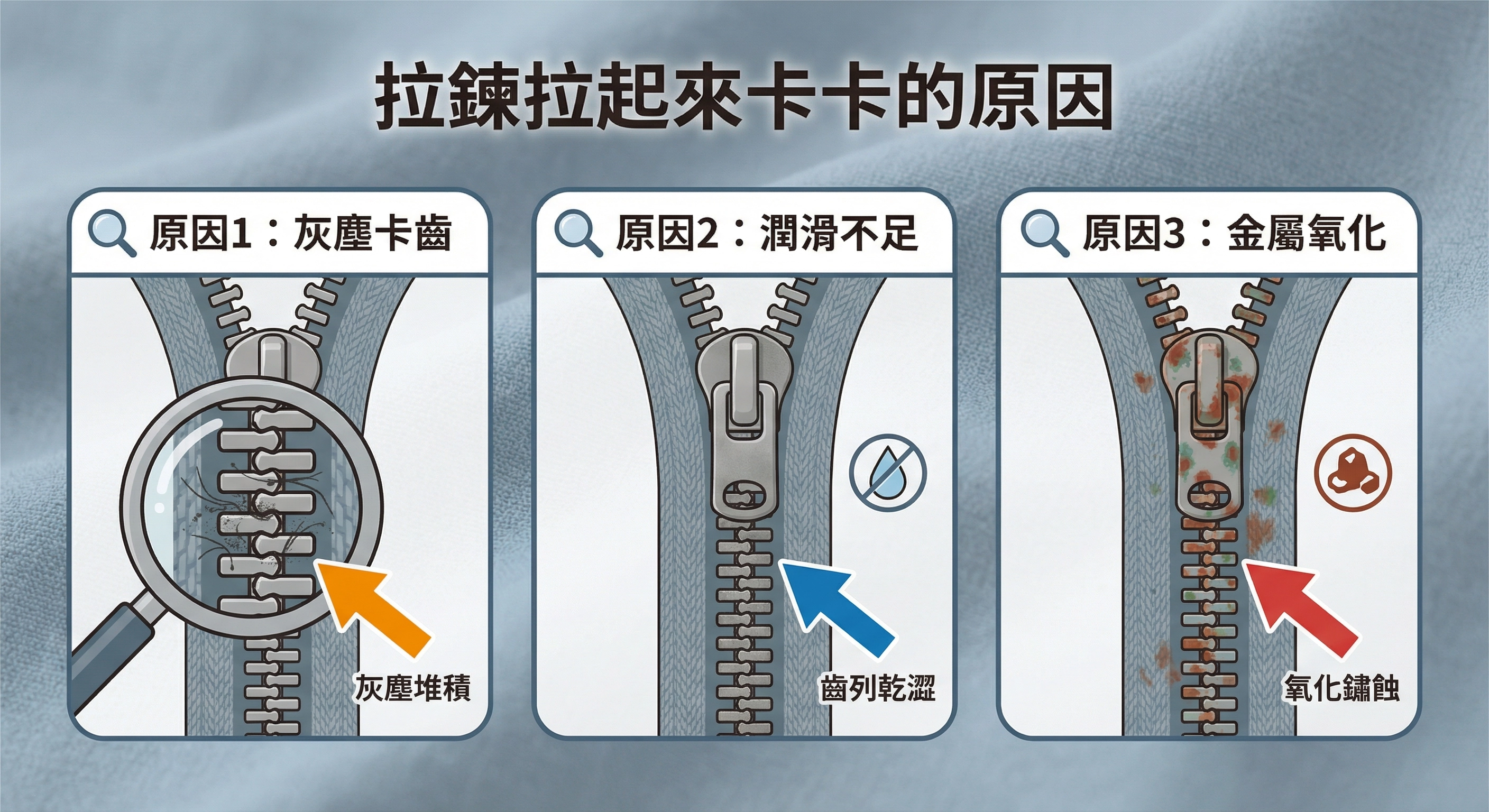 拉鍊「拉不順、卡卡」