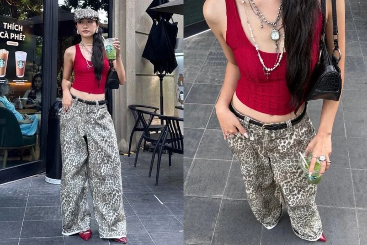 紅色穿搭配色公式：紅＋豹紋