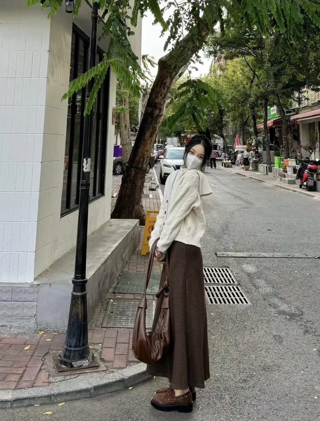 針織長裙穿搭