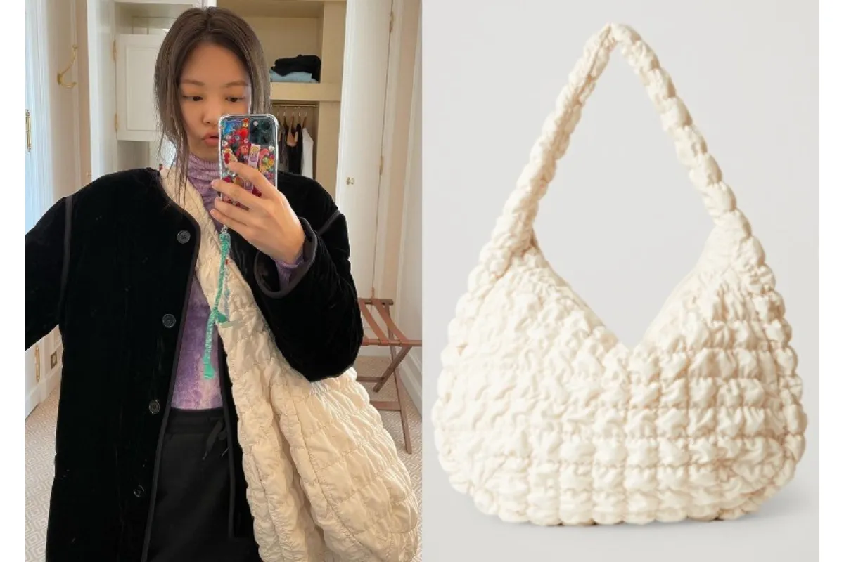 Jennie 也愛雲朵包,質感搭配上一點俏皮。