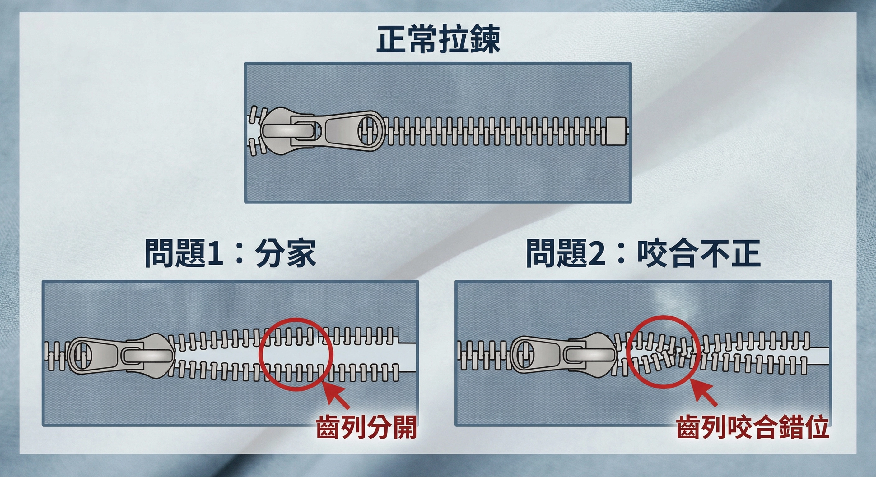 拉鍊「分家 / 咬合不正」