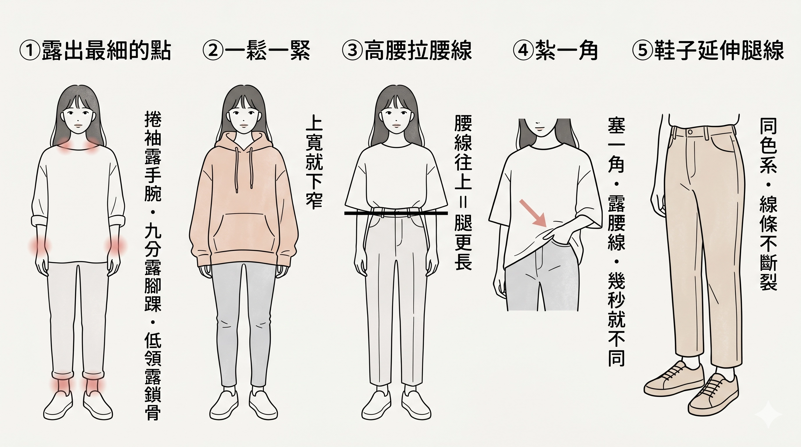 oversize 穿搭女生顯瘦顯高5個比例原則圖解